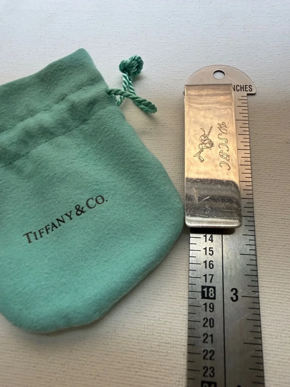 Tiffany & Co. Sterling Silver 925 Money Clip w/Pouch engraved WSCGC